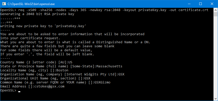 Openssl generate rsa key and certificate free